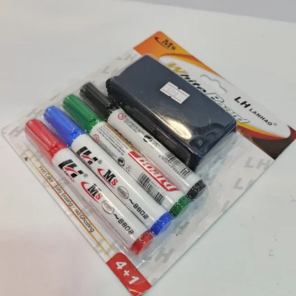 White Board Marker And Duster ( 4 Colorful Marker )